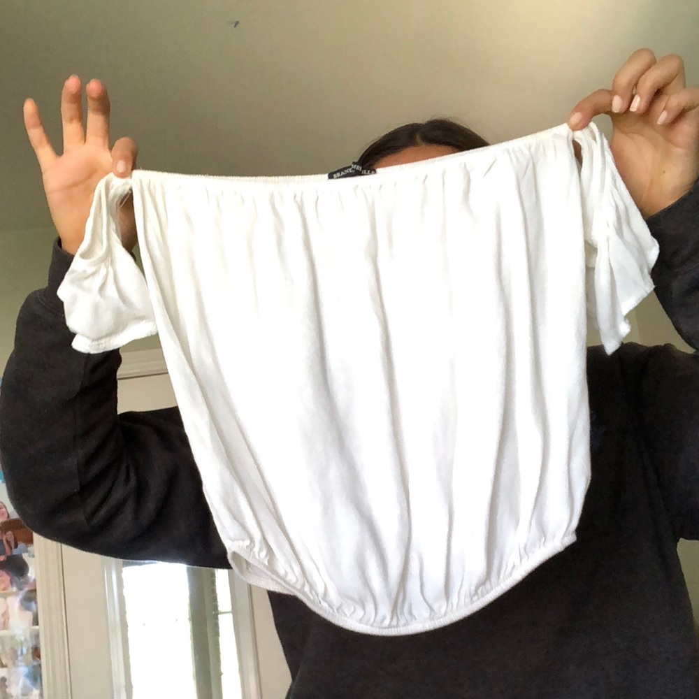 brandy melville white off the shoulder crop top:)